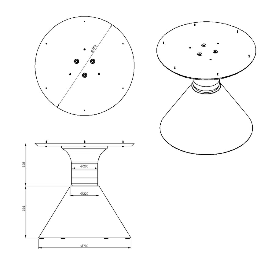 Desenho técnico – Mesa de Jantar Redonda Lui