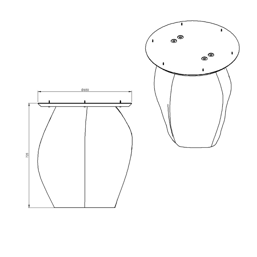 Desenho técnico – Mesa de Jantar Orgânica Petra