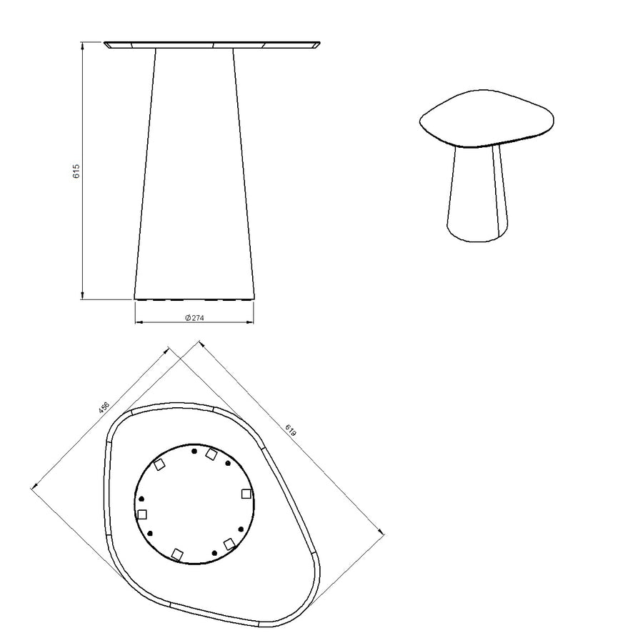 Desenho técnico – Mesa Lateral Jade
