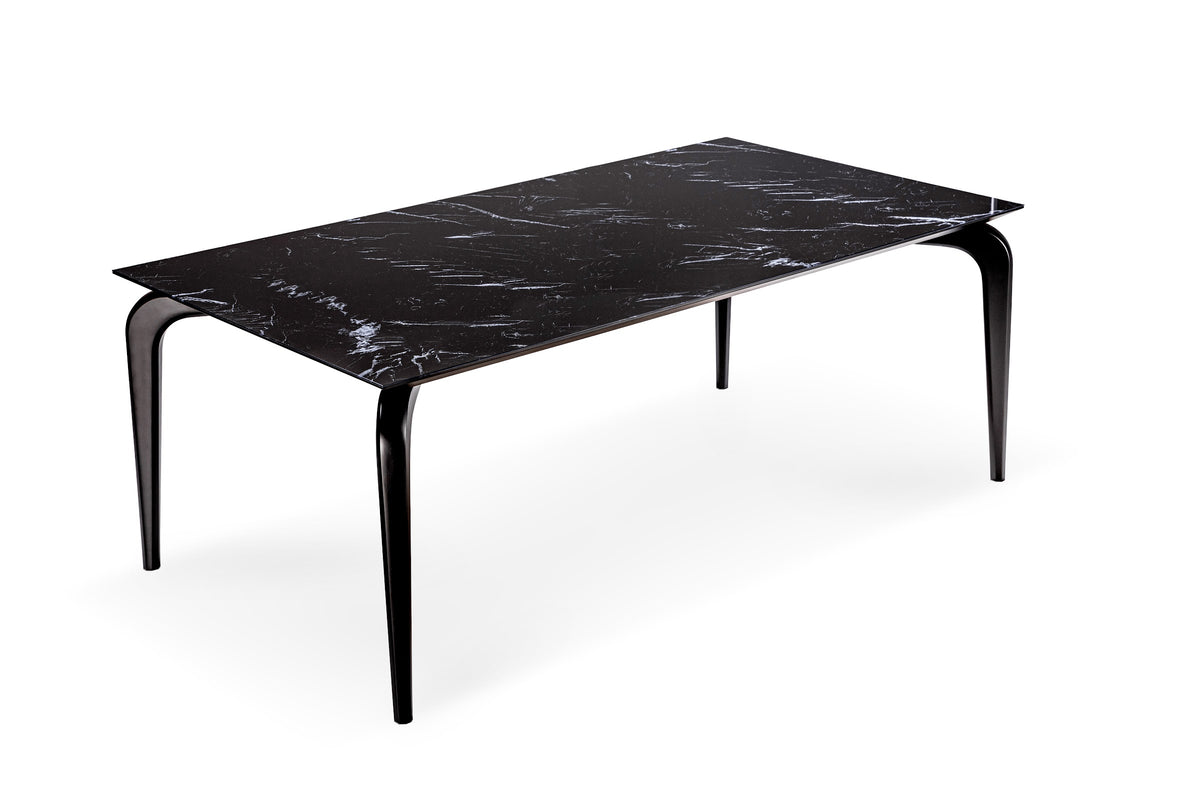 Mesa de Jantar Dóris – Tampo preto com pés preto acetinado