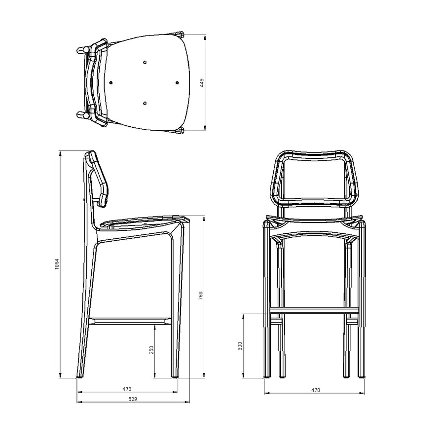 Desenho técnico – Banqueta Tesia