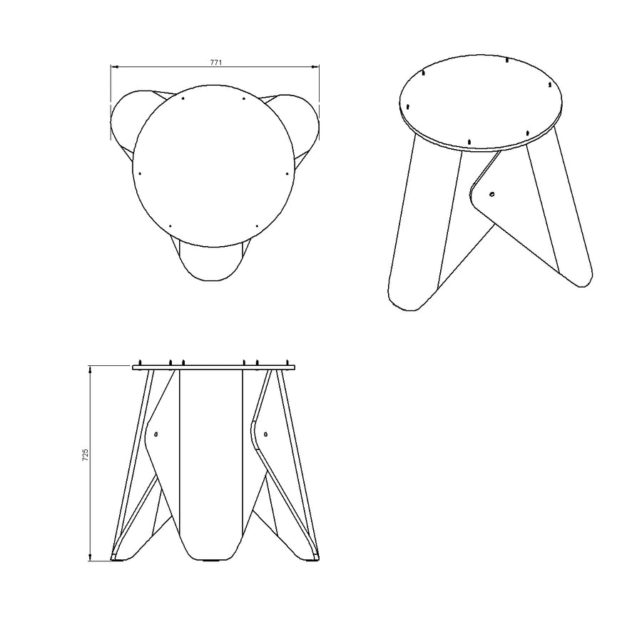 Desenho técnico – Mesa de Jantar Redonda Gardênia