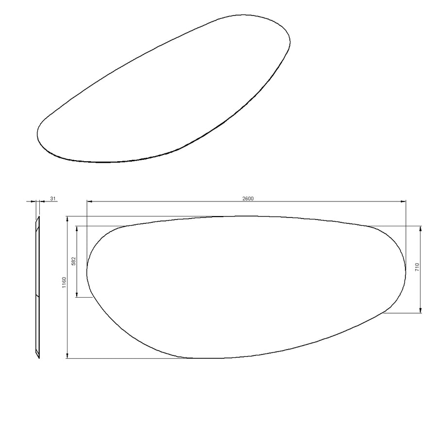 Desenho técnico – Mesa de Jantar Orgânica Santorini