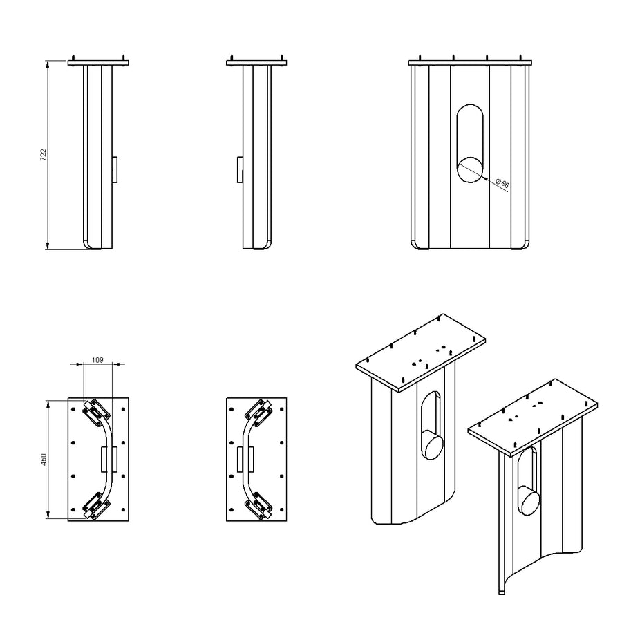 Desenho técnico – Mesa de Jantar Quadrada Scala