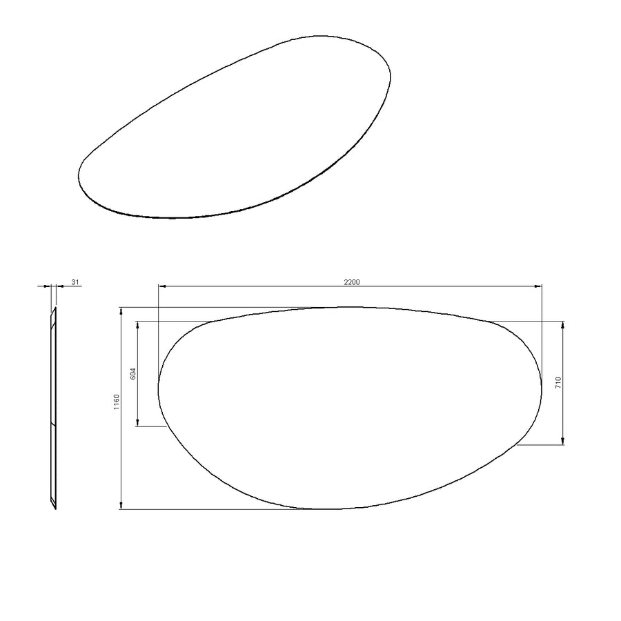 Desenho técnico – Mesa de Jantar Orgânica Santorini