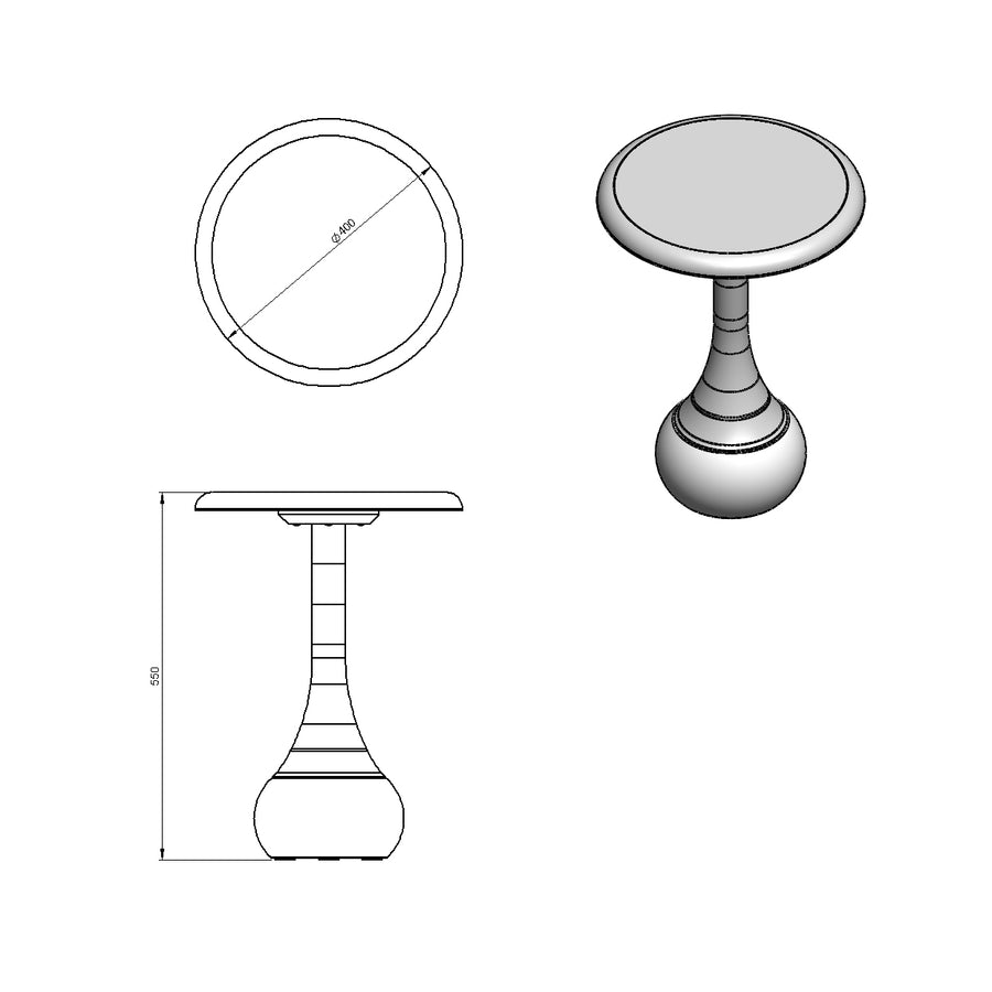 Desenho técnico – Mesa Lateral Bilha