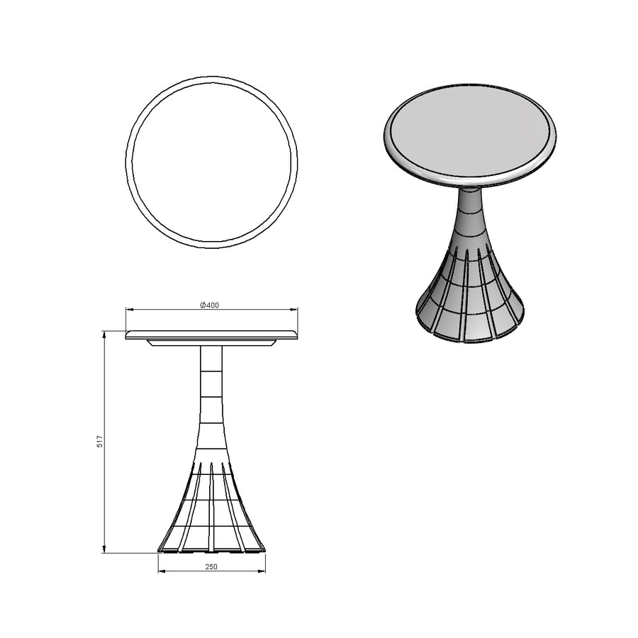 Desenho técnico – Mesa Lateral Plissè