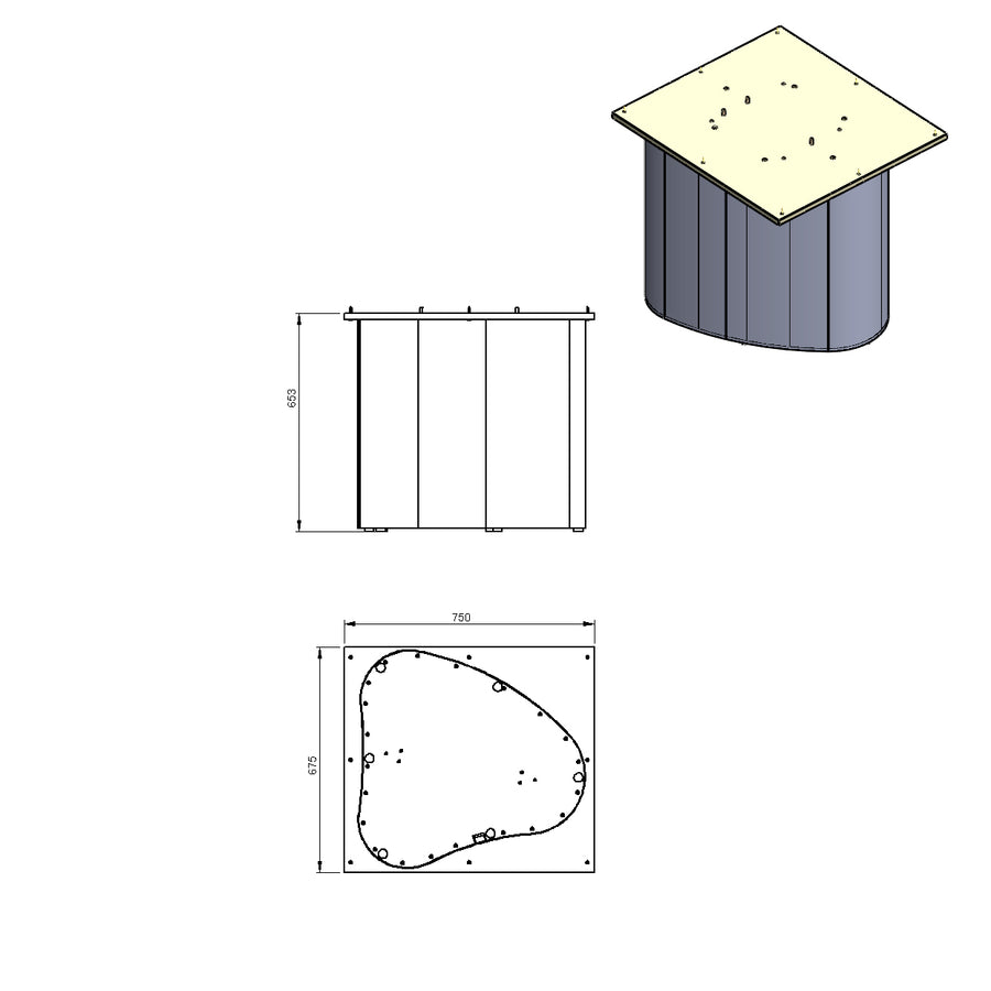 Desenho técnico – Mesa de Jantar Orgânica Fiona