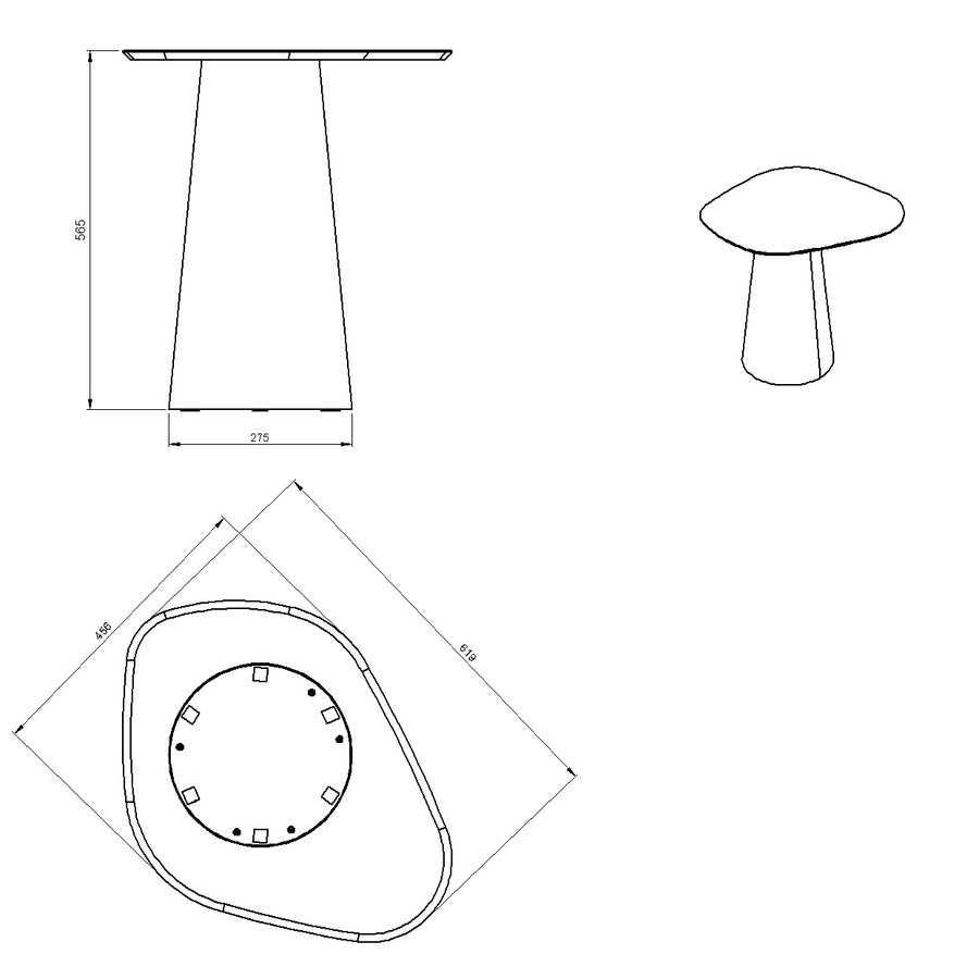 Desenho técnico – Mesa Lateral Jade
