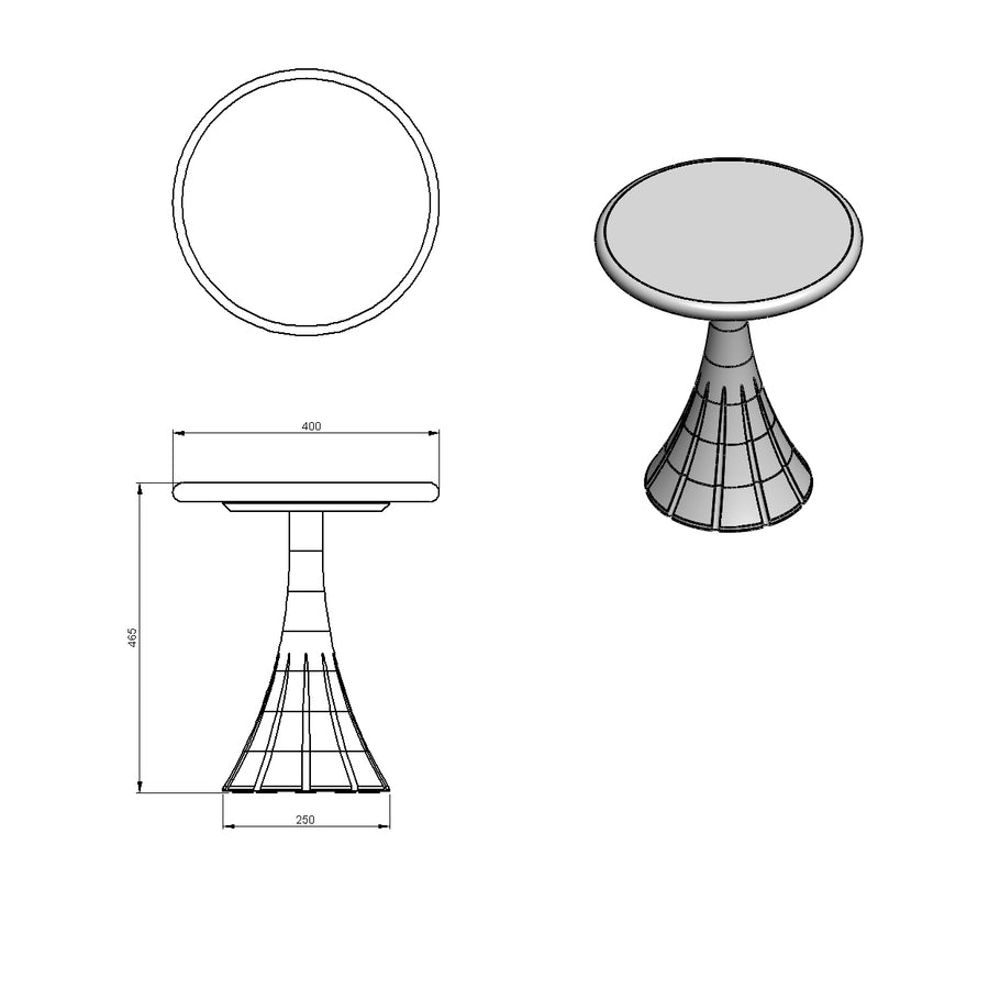 Desenho técnico – Mesa Lateral Plissè