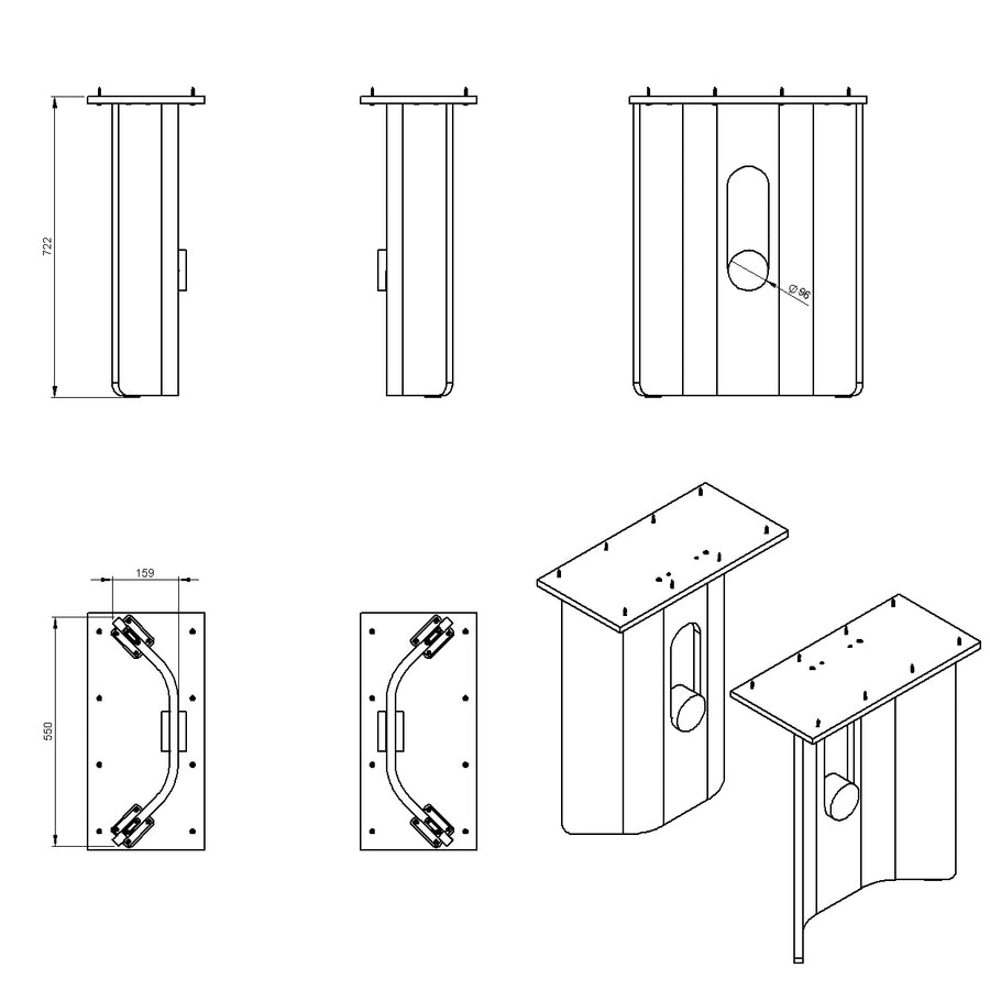 Desenho técnico – Mesa de Jantar Quadrada Scala