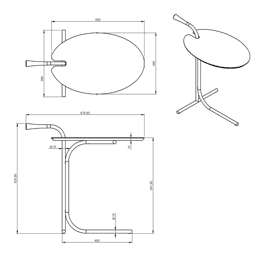 Desenho técnico – Mesa Lateral Nillo