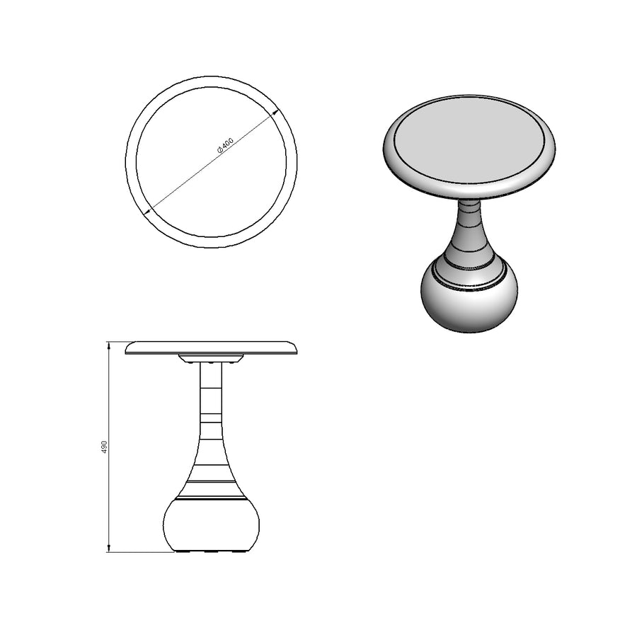 Desenho técnico – Mesa Lateral Bilha