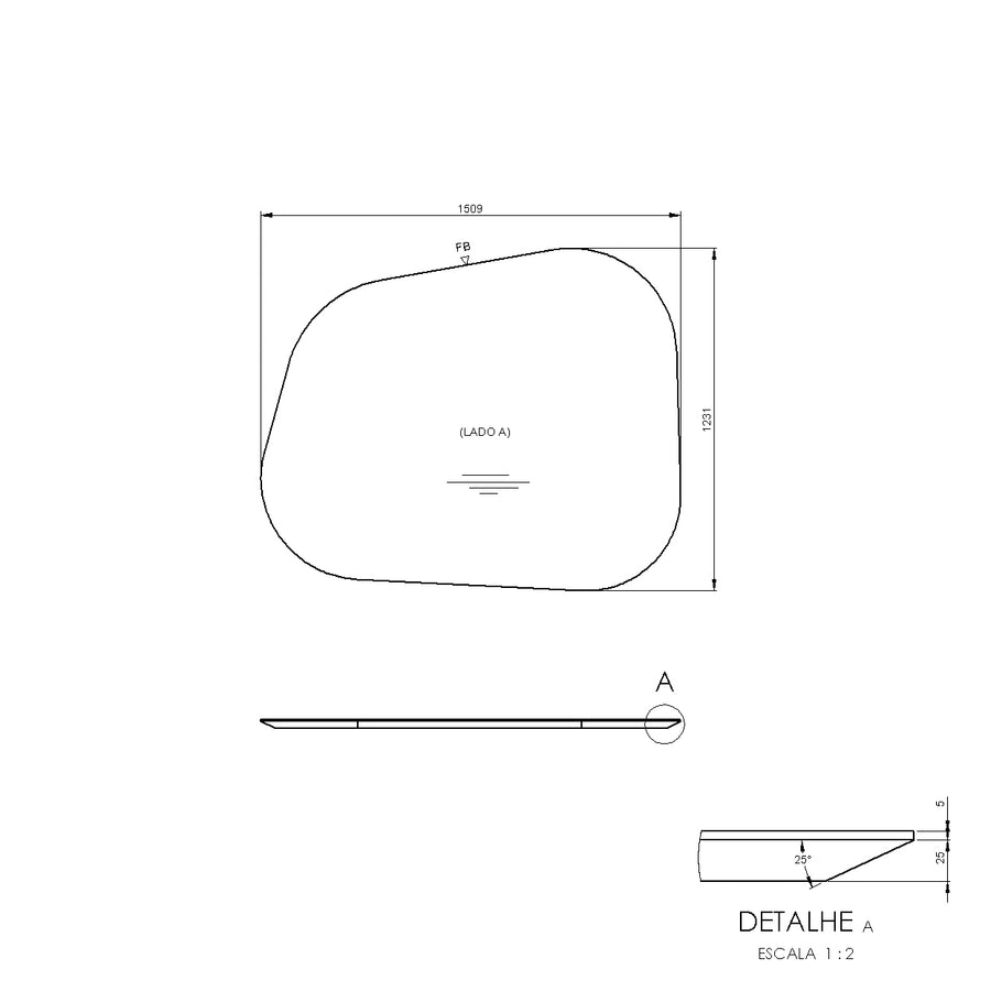 Desenho técnico – Mesa de Jantar Orgânica Fiona