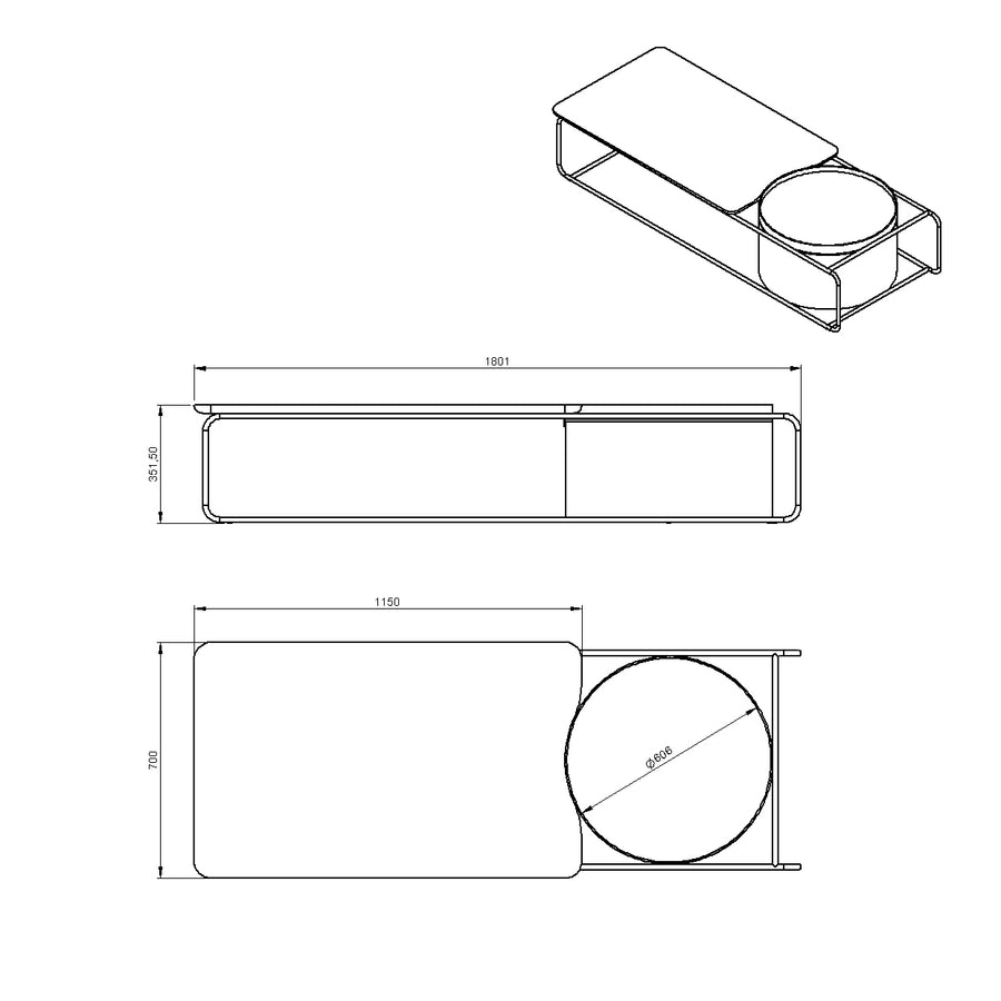 Desenho técnico – Mesa de Centro Tiempo