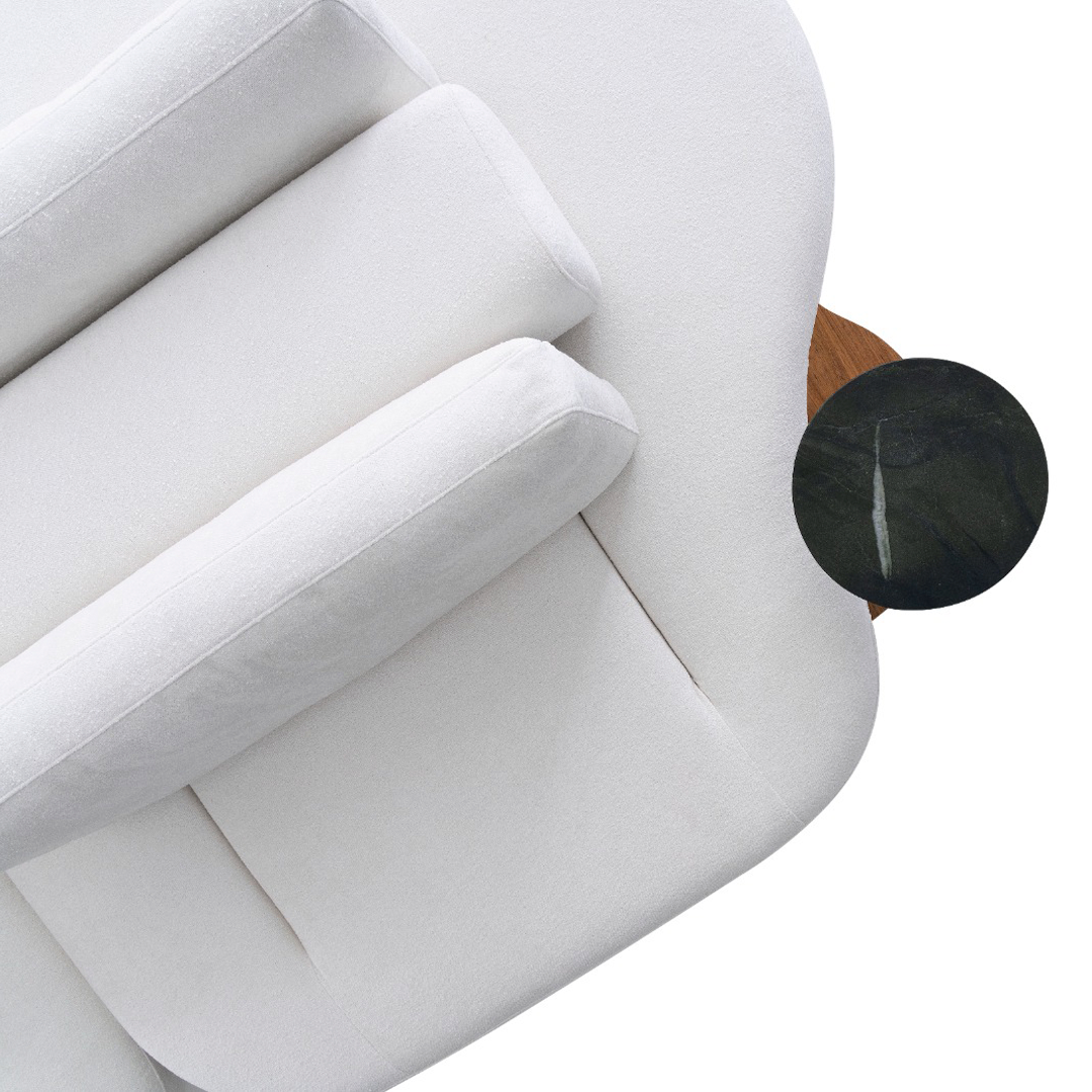 Sofá Ilha Cascalho Elétrico com Mesa Lateral