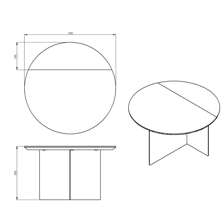 Desenho técnico – Mesa de Centro Redonda Cássia