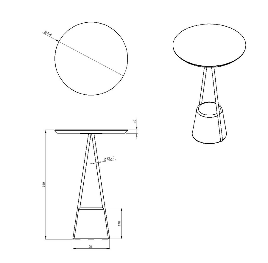 Desenho técnico – Mesa Lateral Lilly