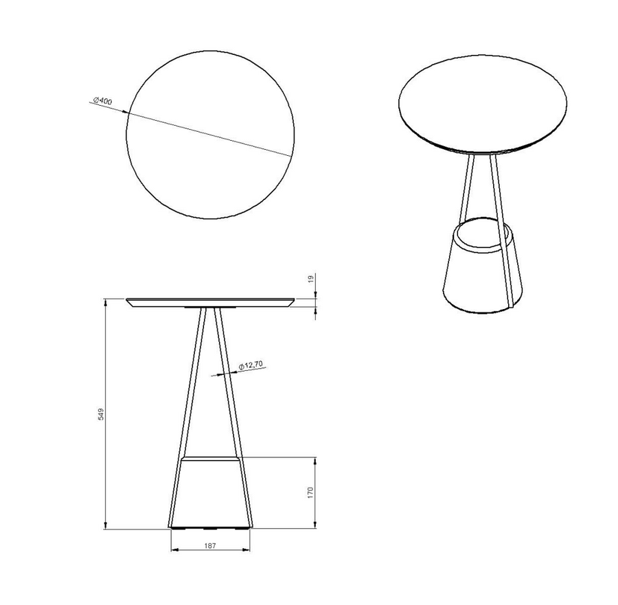 Desenho técnico – Mesa Lateral Lilly