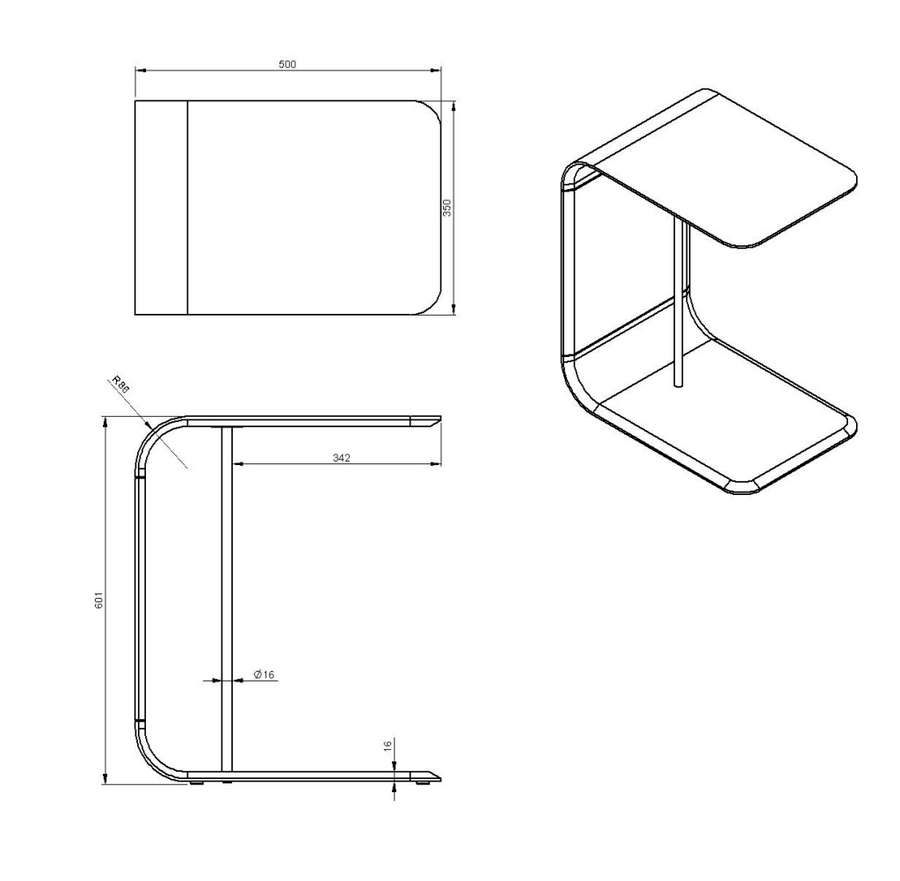 Desenho técnico – Mesa Lateral Lolla