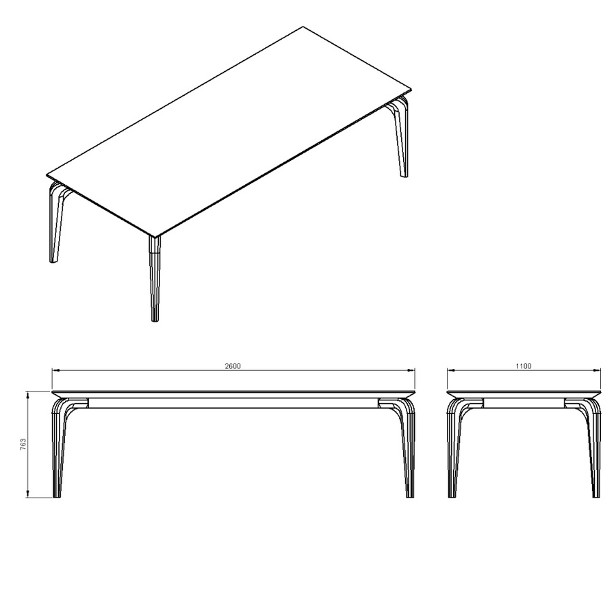 Desenho técnico – Mesa de Jantar Dóris