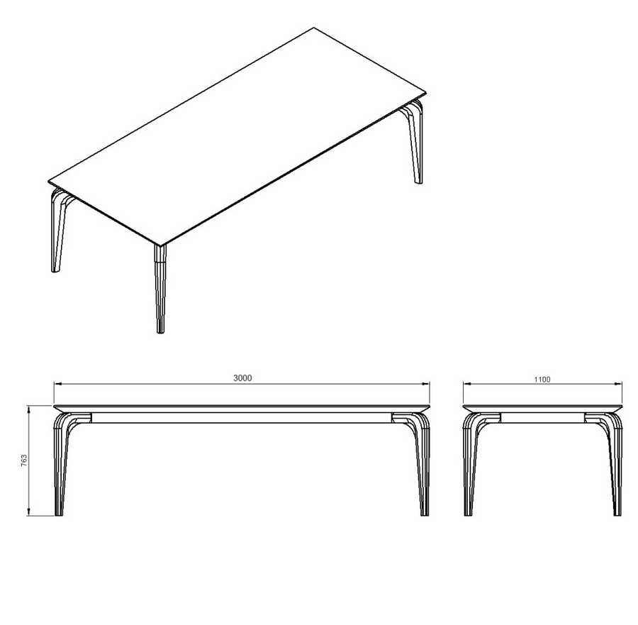 Desenho técnico – Mesa de Jantar Dóris