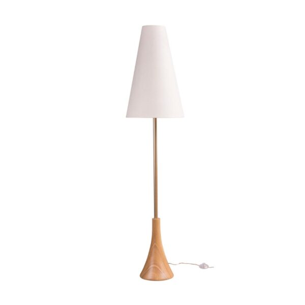Luminária de Piso Sequoia, luminária de piso em linho cru, luminária de madeira natural, luminária em formato cônico, luminária de chão, luminária para sala de estar, luminária para quarto, luminária para escritório, luminária decorativa, luminária de design exclusivo, luminária moderna, luminária rústica, luminária artesanal, luminária para recepção, luminária de leitura, luminária elegante, luminária contemporânea, luminária de piso sofisticada