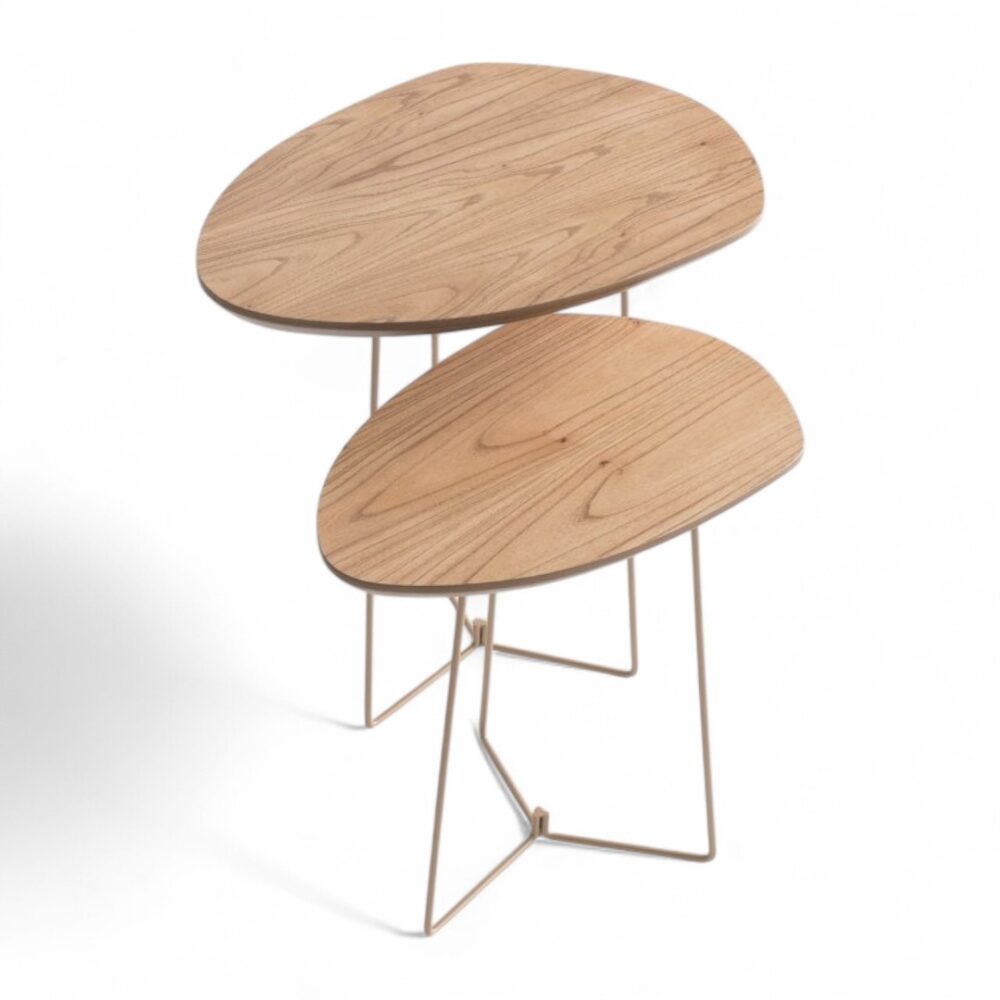 Mesa de Lateral Olive Orgânico Metal, design orgânico, base em metal, tampo de madeira, mesa lateral moderna, mesa de apoio sofisticada, decoração contemporânea, mobiliário de alto padrão, mesa lateral para sala de estar