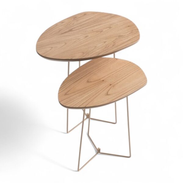Mesa de Lateral Olive Orgânico Metal, design orgânico, base em metal, tampo de madeira, mesa lateral moderna, mesa de apoio sofisticada, decoração contemporânea, mobiliário de alto padrão, mesa lateral para sala de estar