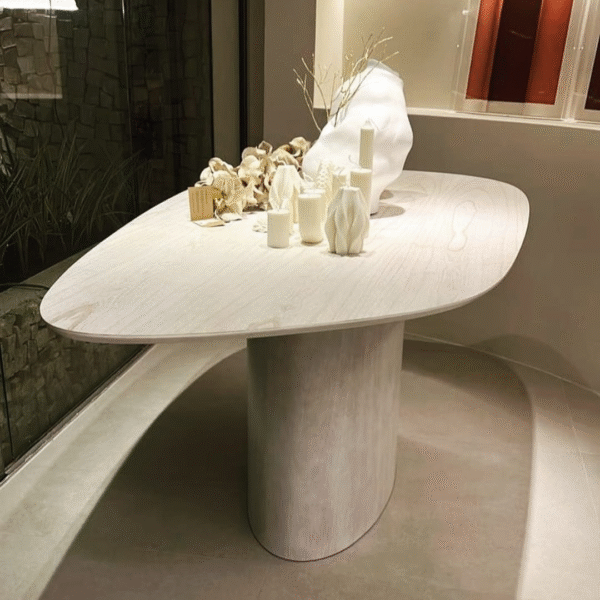 Mesa de Jantar Orgânica Cuba, mesa orgânica laminada, mesa com lâmina ébano, mesa com lâmina cinamomo, mesa orgânica para sala de jantar, mesa de jantar para 4 pessoas, mesa de jantar para 6 pessoas, mesa contemporânea, mesa sofisticada, mesa orgânica moderna, mesa orgânica de alto padrão, mesa elegante para jantar, mesa para ambientes integrados, mesa com tampo orgânico, mesa com design fluido, mesa com base imponente, mesa artesanal, mesa exclusiva, móveis de luxo para jantar, mesa de jantar moderna de alto padrão