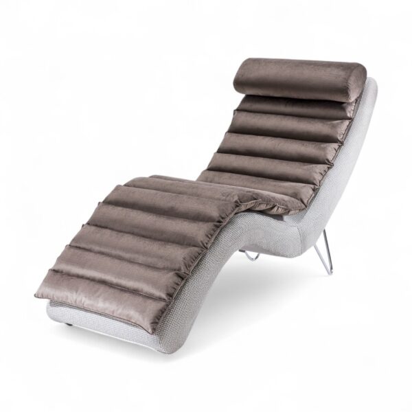 Chaise Long Recamier Giss, chaise long, recamier estofado, chaise recamier, chaise moderna, chaise de descanso, recamier com almofadas, chaise de sala de estar, chaise para quarto, recamier com pés cromados