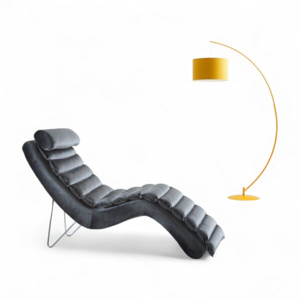 Chaise Long Recamier Giss, chaise long, recamier estofado, chaise recamier, chaise moderna, chaise de descanso, recamier com almofadas, chaise de sala de estar, chaise para quarto, recamier com pés cromados