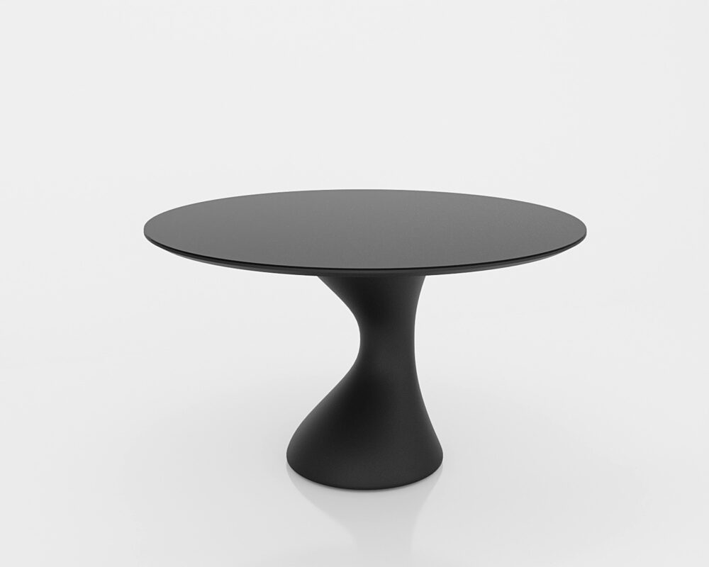Mesa de Jantar Redonda Azin, mesa redonda 4 lugares, mesa redonda 6 lugares, mesa redonda com tampo em lâmina de madeira, mesa com base em pintura, mesa para sala de jantar